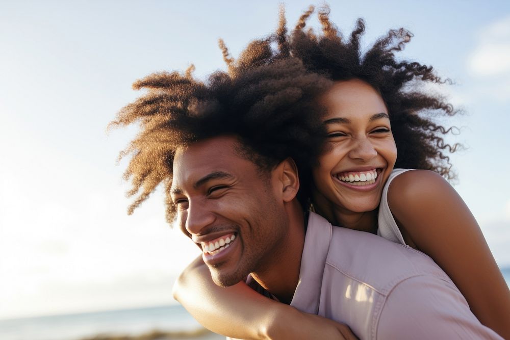 Black couple laughing portrait smile. AI generated Image by rawpixel.