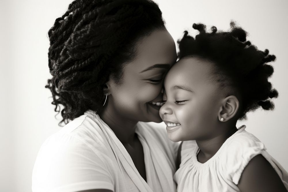 Daughter kissing mother portrait child adult. AI generated Image by rawpixel.