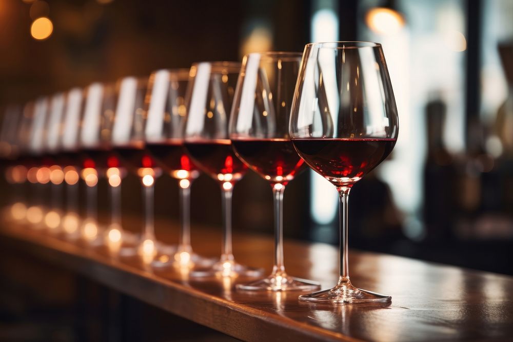 Wine glasses drink bar red. AI generated Image by rawpixel.