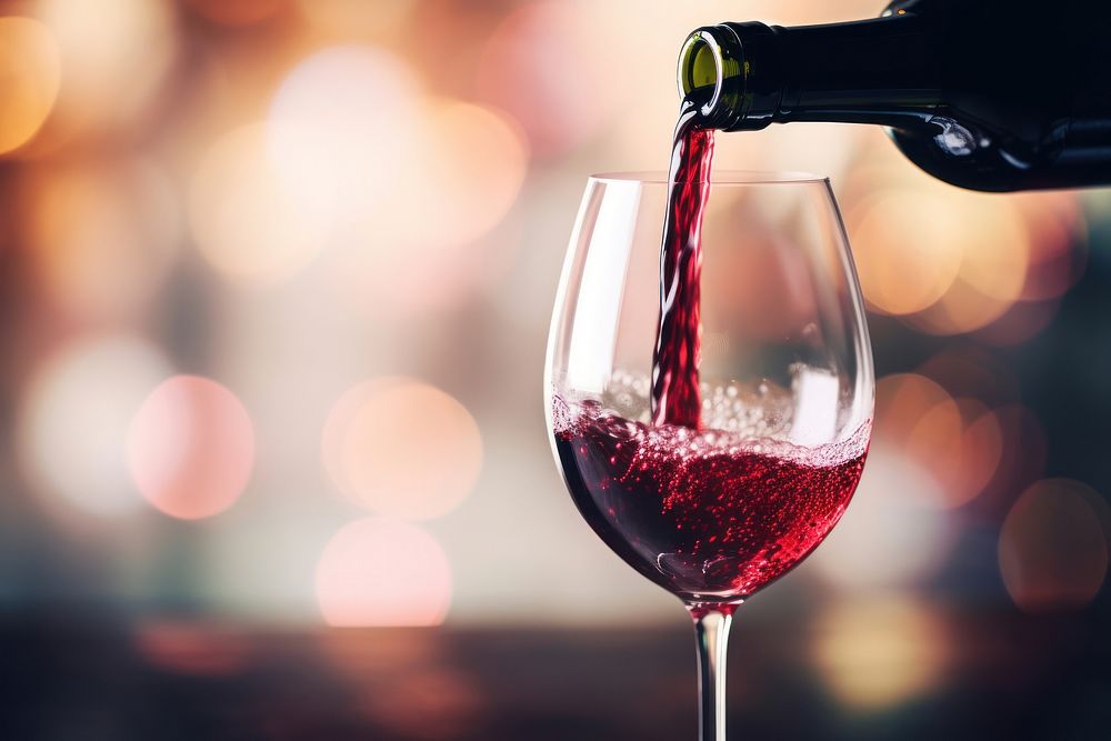 Pouring red wine from bottle glass drink refreshment. AI generated Image by rawpixel.