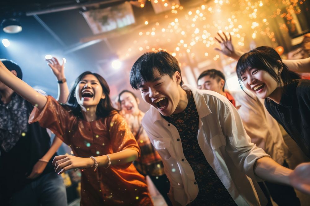 People dancing at new years party celebration celebrating adult. AI generated Image by rawpixel.