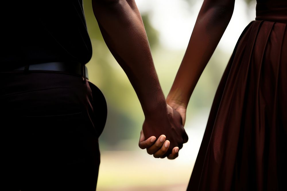 Black couple hand holding hands togetherness midsection monochrome. AI generated Image by rawpixel.