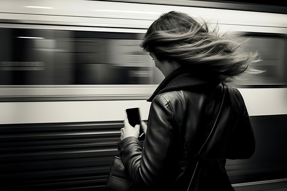 Black and white image monochrome vehicle subway. AI generated Image by rawpixel.