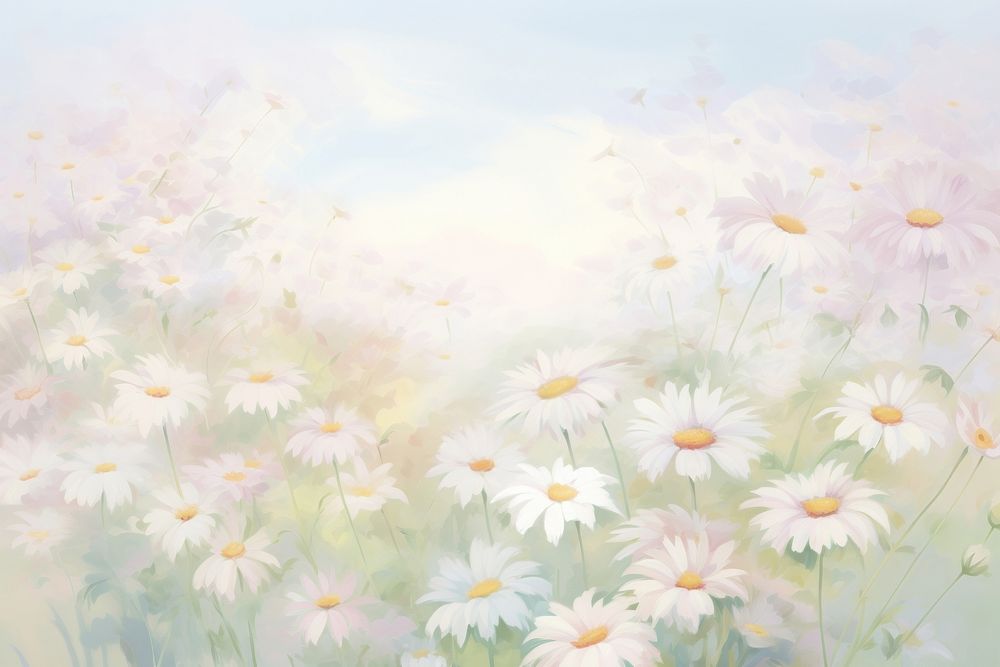 Painting of daisy border backgrounds outdoors blossom. 