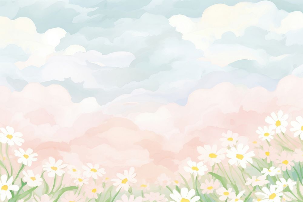 Painting of daisy border backgrounds outdoors pattern. AI generated Image by rawpixel.