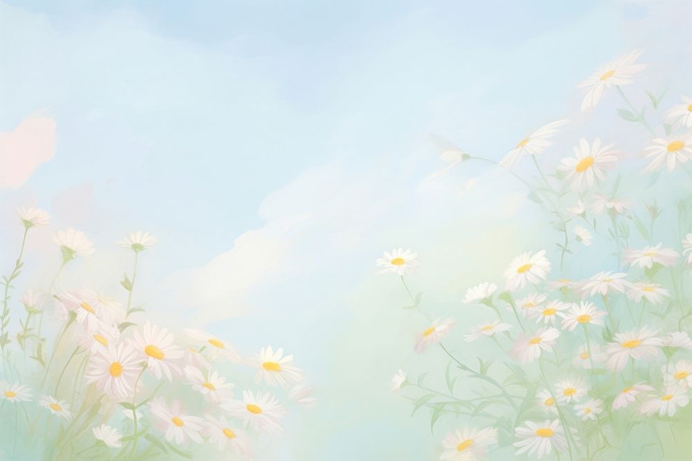 Painting of daisy border backgrounds outdoors flower. AI generated Image by rawpixel.