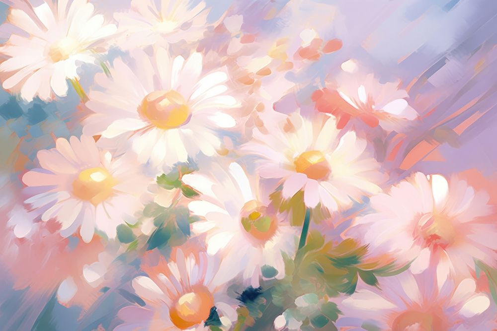 Painting of daisy border backgrounds flower petal. AI generated Image by rawpixel.