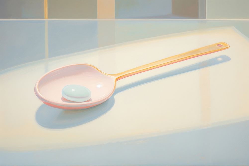 Medicine in spoon painting ladle silverware. AI generated Image by rawpixel.