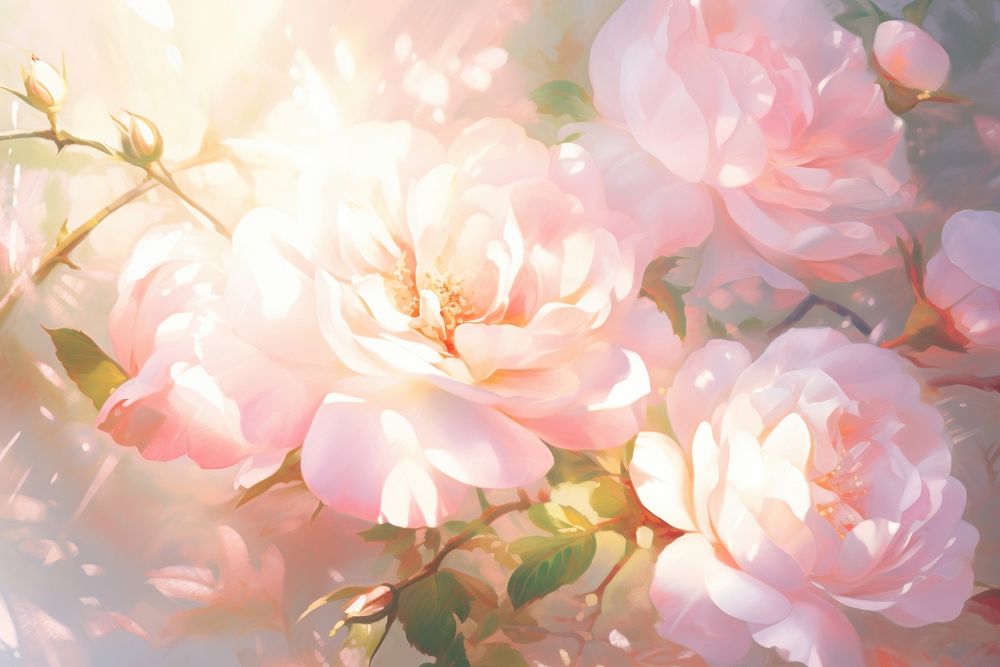 Painting of rose border backgrounds sunlight outdoors. AI generated Image by rawpixel.