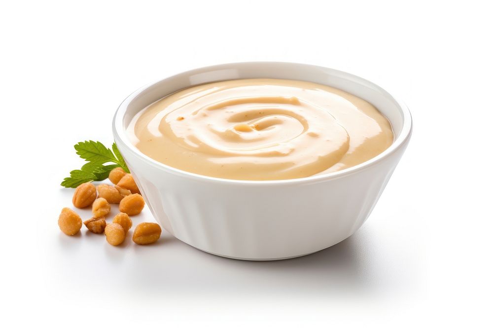 Tahini sauce food bowl white background. AI generated Image by rawpixel.
