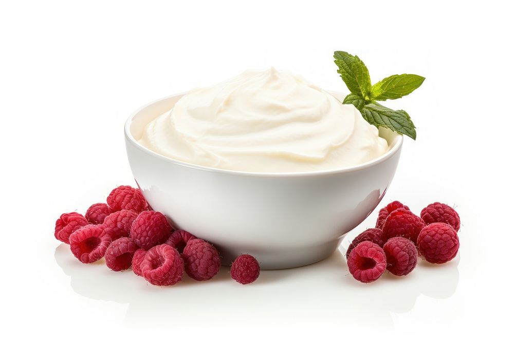 Yogurt food raspberry dessert. AI generated Image by rawpixel.