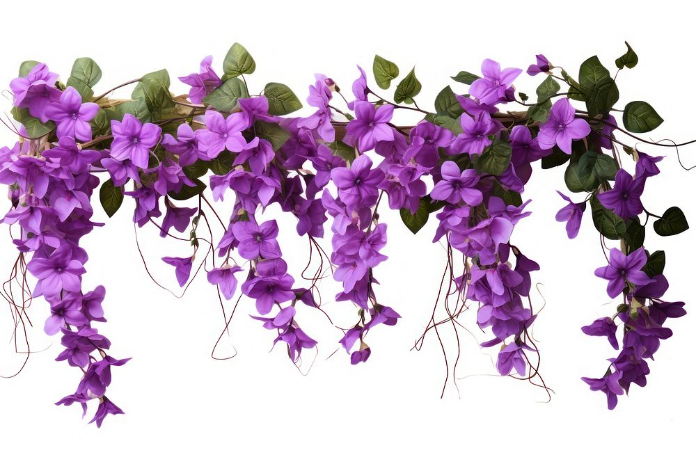 Purple vine with flowers hanging plant white background bougainvillea. AI generated Image by rawpixel.