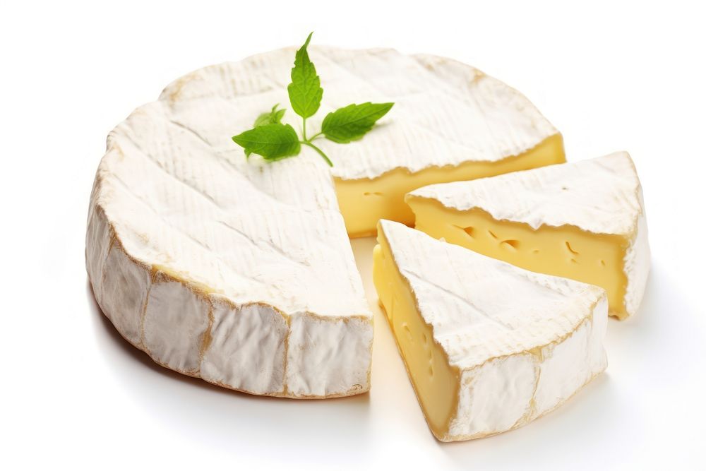 Camembert cheese food parmigiano-reggiano white background. AI generated Image by rawpixel.