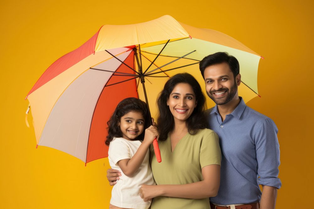 Family standing umbrella portrait parent. AI generated Image by rawpixel.