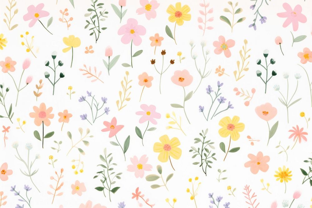 Cute pattern flowers inflorescence backgrounds springtime. AI generated Image by rawpixel.