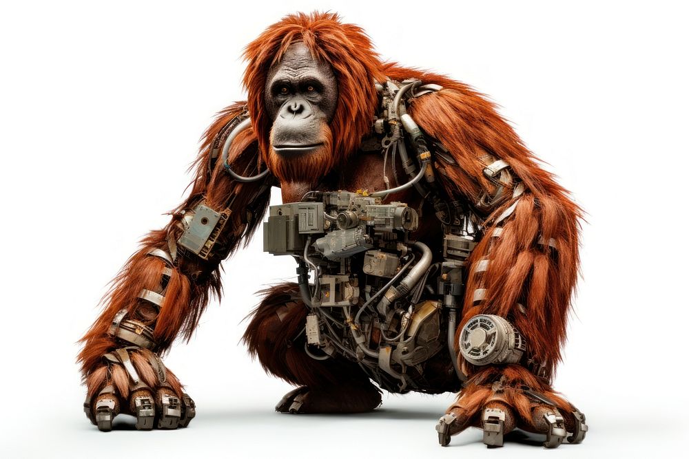 Cyborg orangutan monkey mammal animal. AI generated Image by rawpixel.