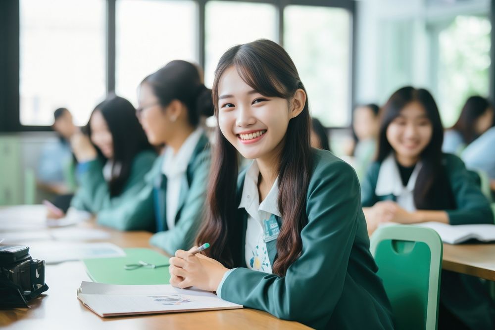 Young asian people classroom education portrait. AI generated Image by rawpixel.