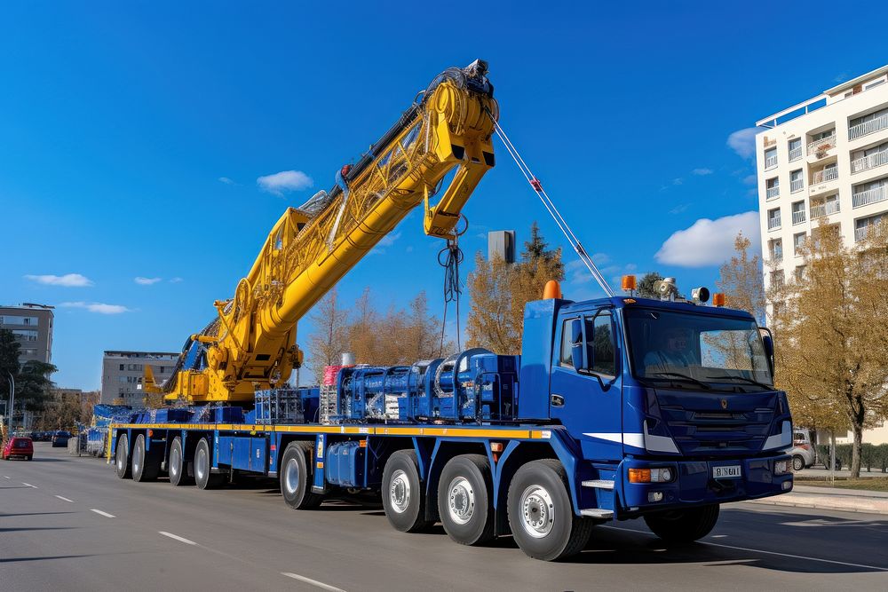 Mobile Crane construction vehicle truck. AI generated Image by rawpixel.