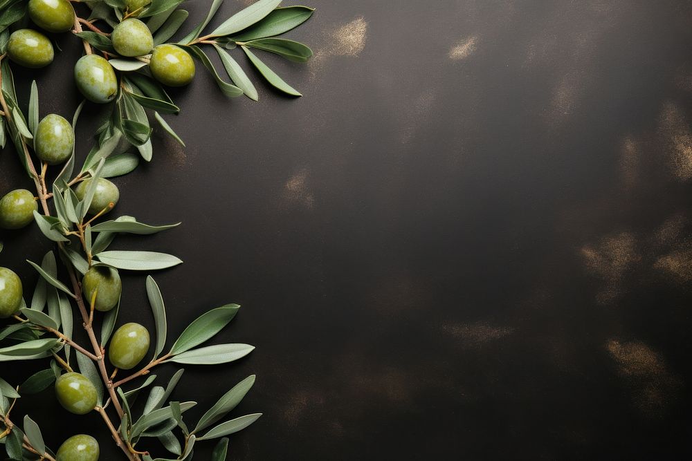 Olive branch with green olives plant leaf backgrounds. AI generated Image by rawpixel.