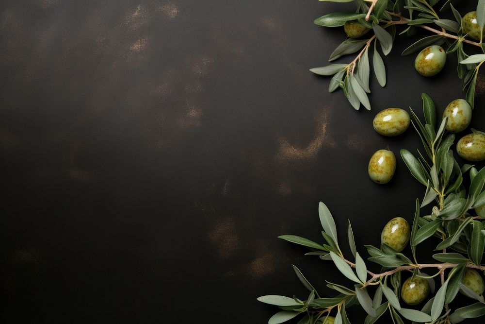 Olive branch with green olives plant food leaf. AI generated Image by rawpixel.