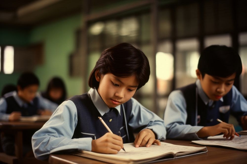 Asian teenage kids classroom education student. AI generated Image by rawpixel.