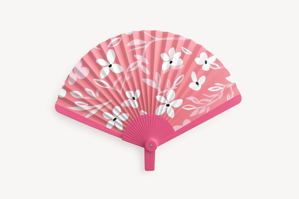 Floral pink handheld fan