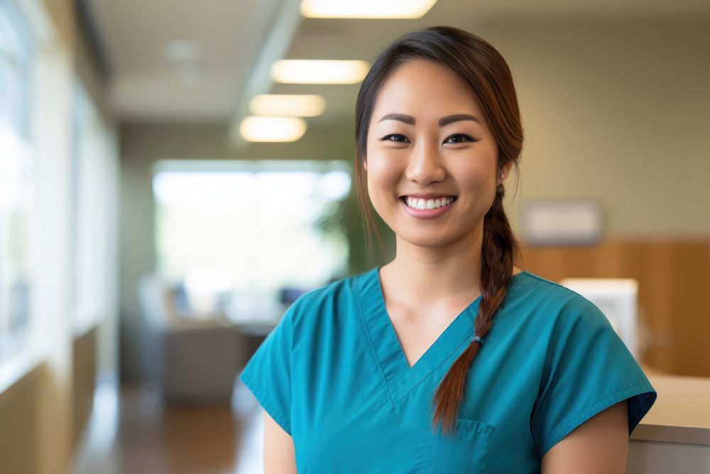 Asian nurse smiling architecture stethoscope. AI generated Image by rawpixel.