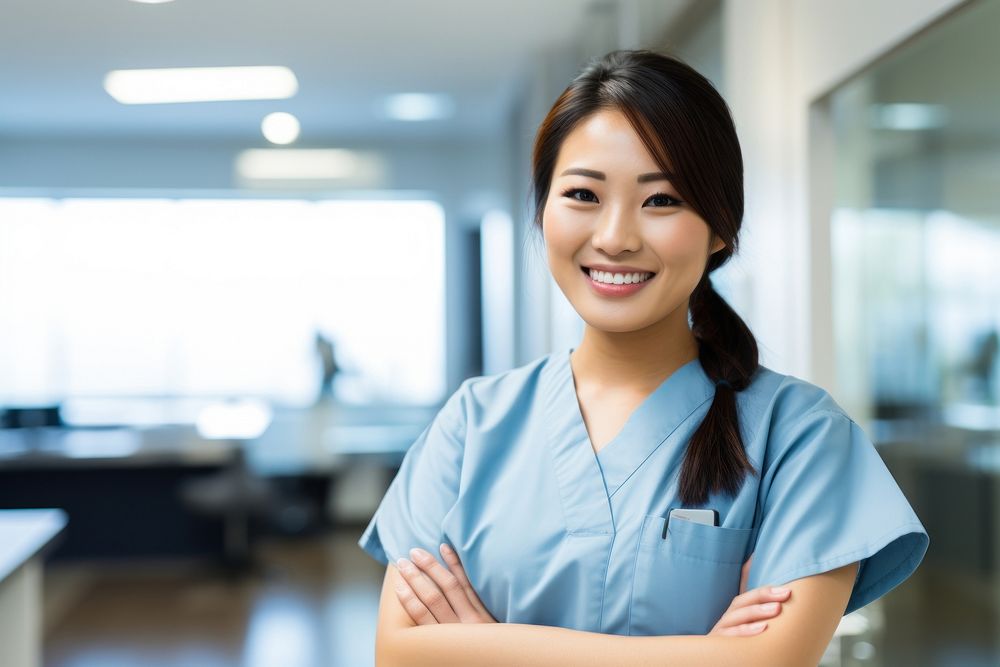 Asian nurse smiling adult stethoscope. AI generated Image by rawpixel.