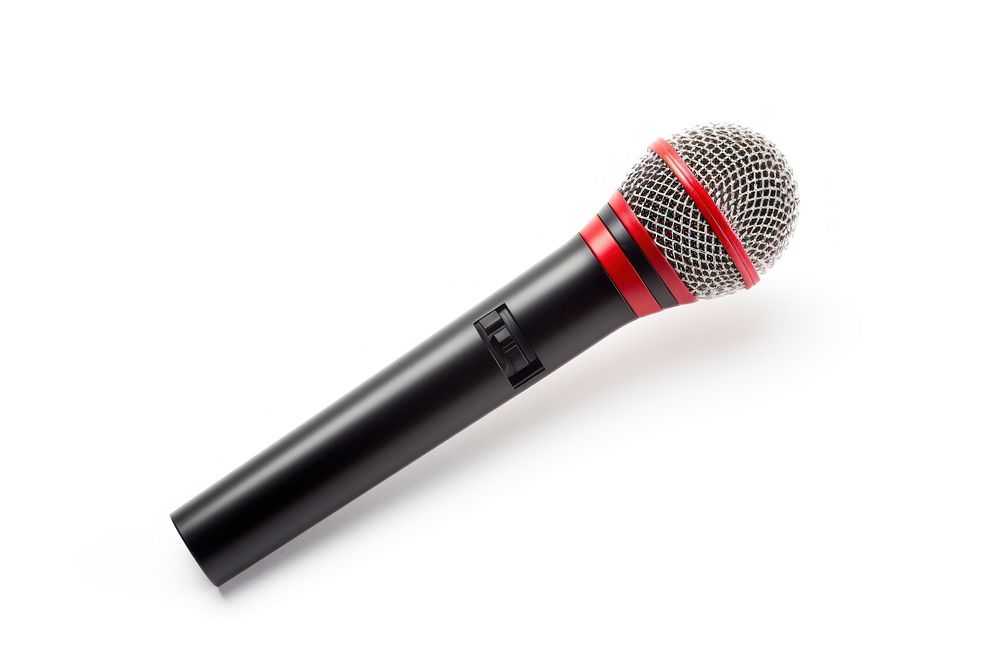 Classic stage microphone white background performance karaoke. AI generated Image by rawpixel.