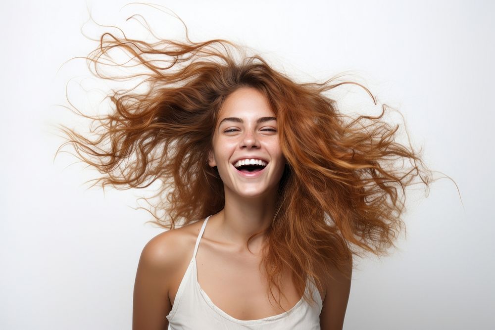Attractive woman laughing shouting portrait. AI generated Image by rawpixel.