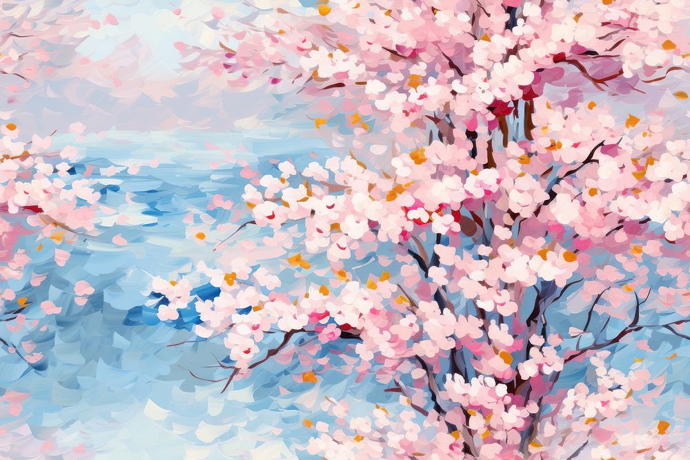 Pattern of cherry blossom painting flower nature. AI generated Image by rawpixel.