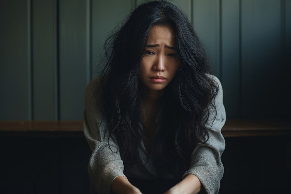 Depression worried adult woman. AI generated Image by rawpixel.