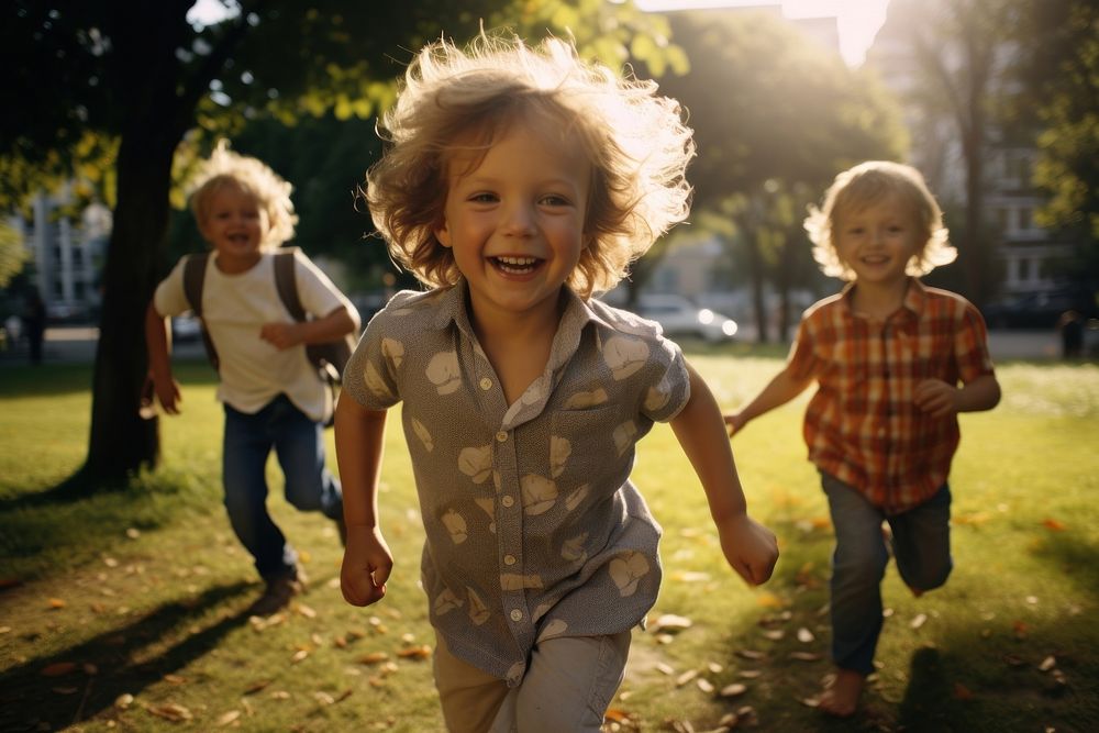 Cute children playing in the park photography laughing portrait. AI generated Image by rawpixel.