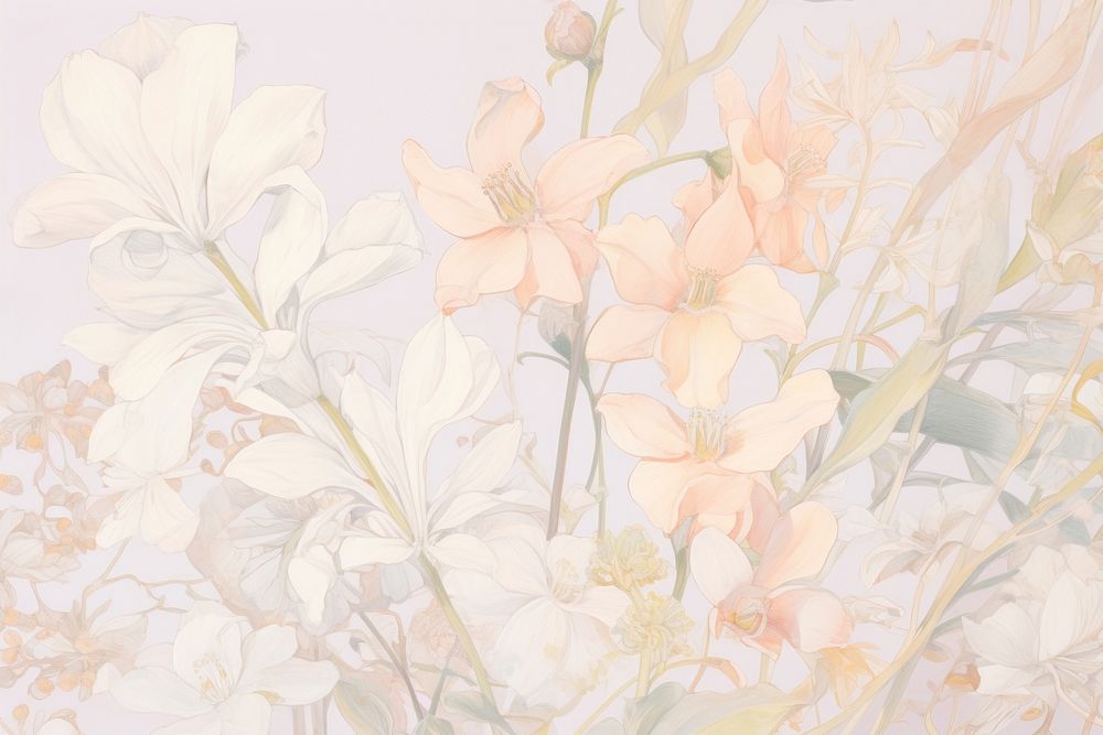 Botanical backgrounds painting pattern. AI generated Image by rawpixel.