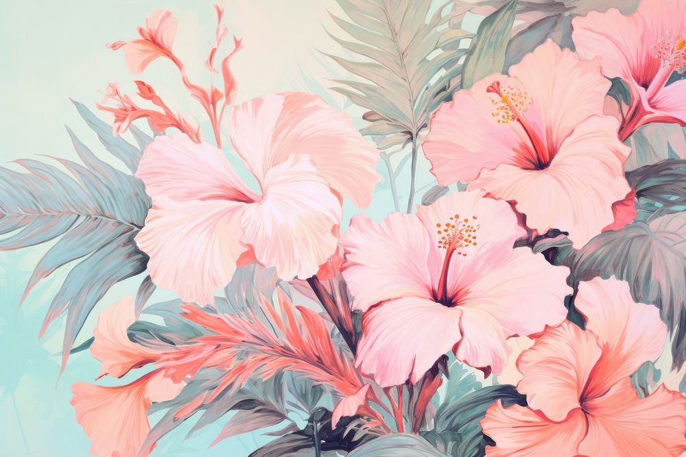 Botanical flower backgrounds hibiscus. AI generated Image by rawpixel.