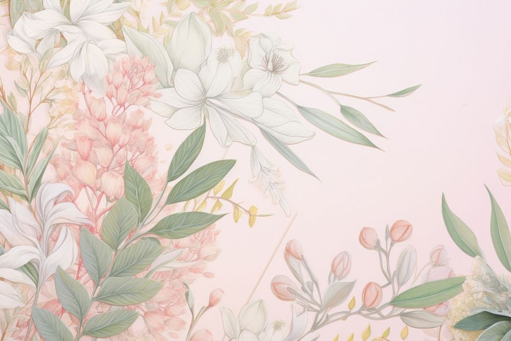 Botanical backgrounds pattern flower. AI generated Image by rawpixel.