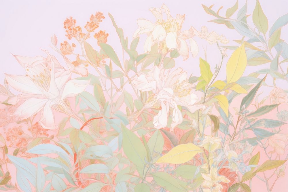 Botanical backgrounds painting pattern. AI generated Image by rawpixel.