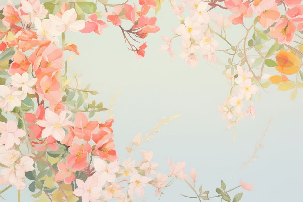 Colorful flowers border backgrounds painting pattern. AI generated Image by rawpixel.