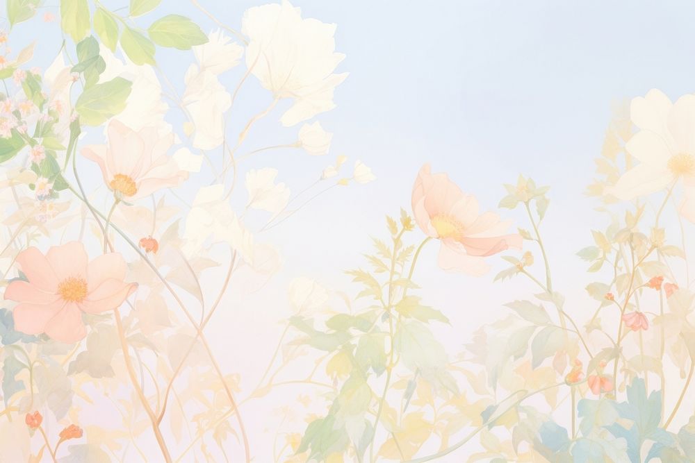 Flower border backgrounds painting outdoors. AI generated Image by rawpixel.