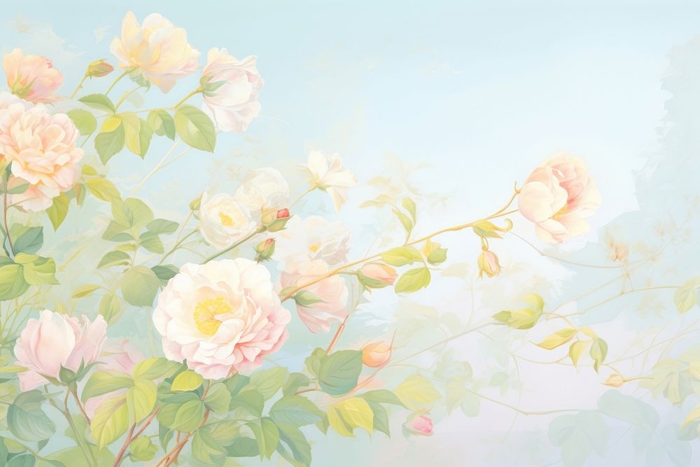 Roses border backgrounds painting blossom. AI generated Image by rawpixel.
