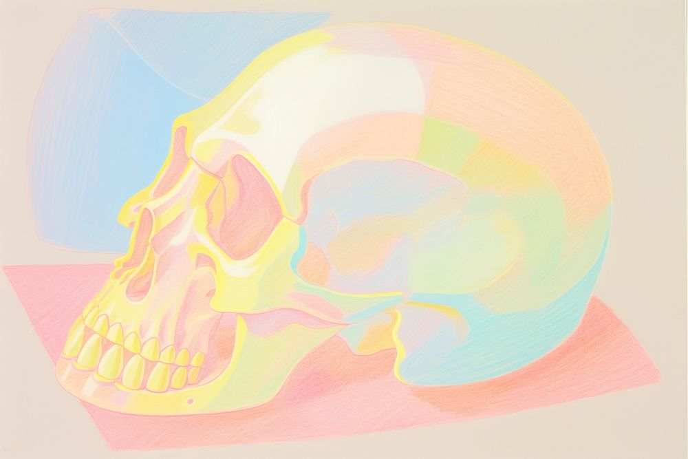 Skull drawing sketch painting. AI generated Image by rawpixel.