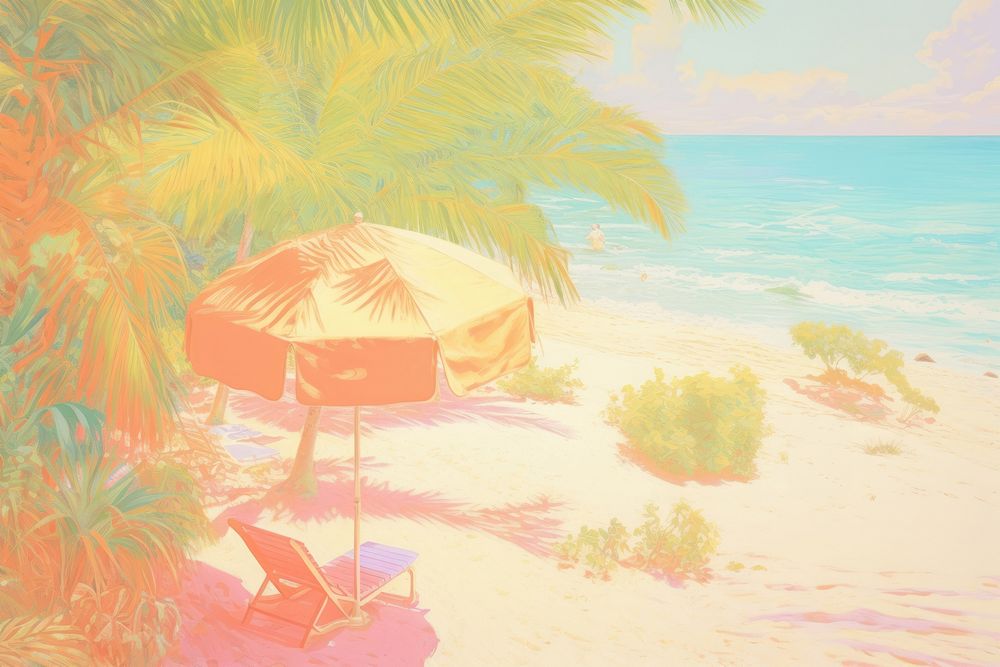 Summer beach painting outdoors drawing. AI generated Image by rawpixel.