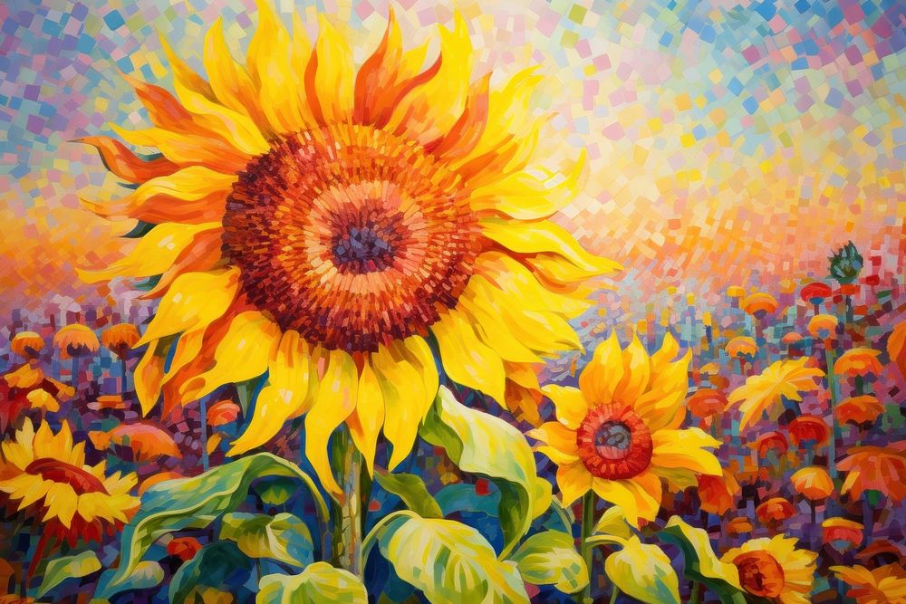 Sunflower painting plant art. 