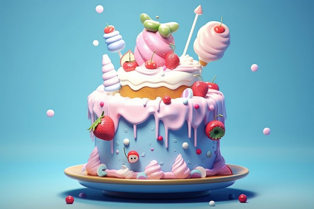 3D cute cake dessert cupcake food. AI generated Image by rawpixel.