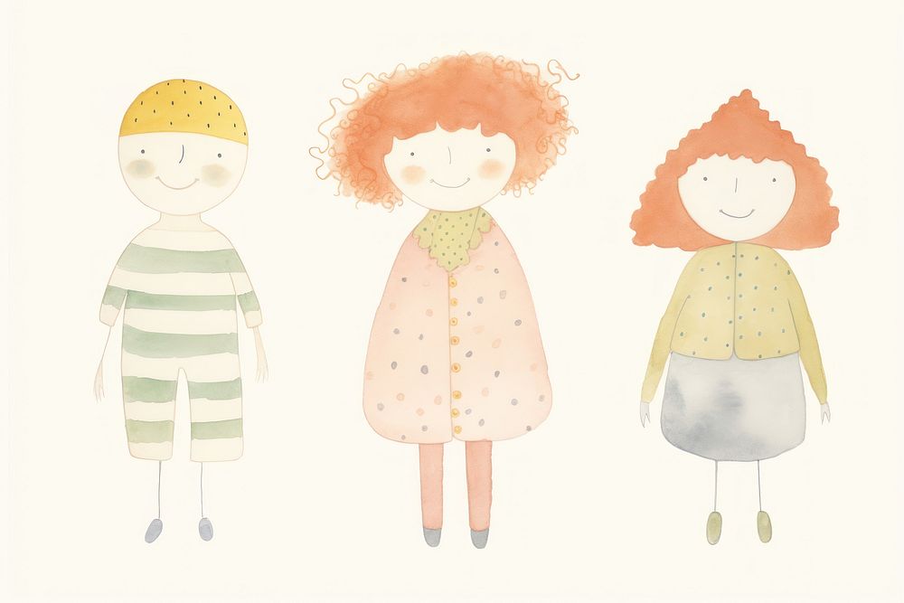 Three diverse characters drawing sketch doll. AI generated Image by rawpixel.