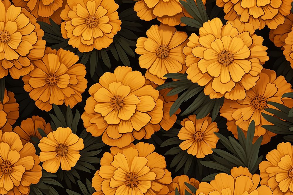 Marigold folwers texture backgrounds flower plant. AI generated Image by rawpixel.