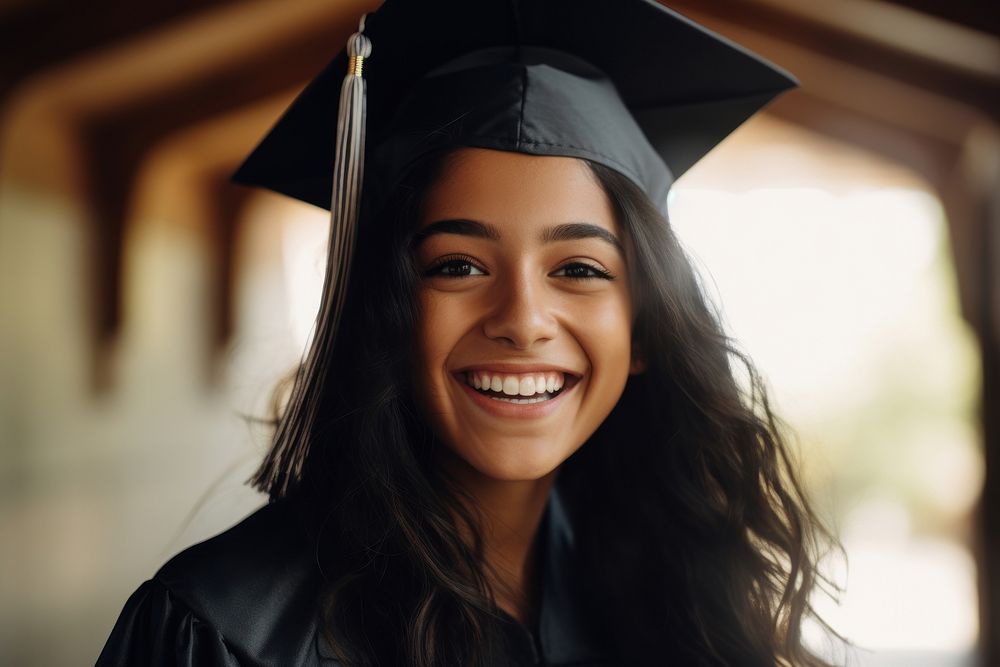 Latin girl on her high school graduation day student portrait smile. AI generated Image by rawpixel.