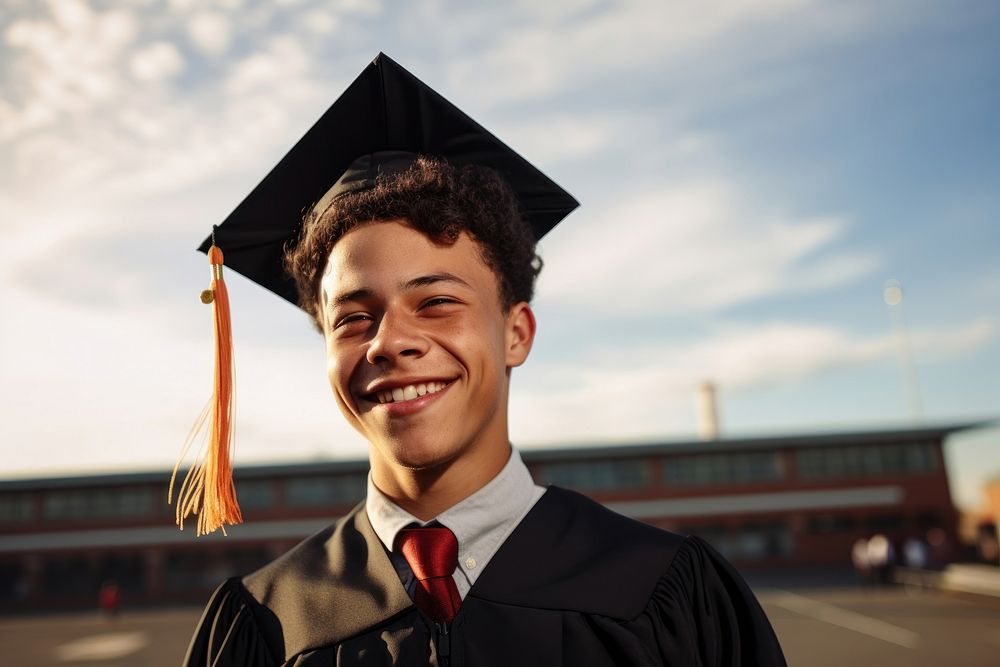 Latin boy on his high school graduation day portrait student adult. AI generated Image by rawpixel.