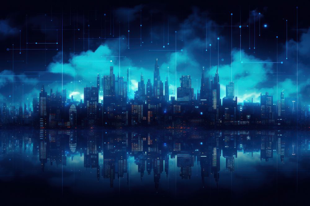 Futuristic cityscape sky architecture backgrounds. AI generated Image by rawpixel.