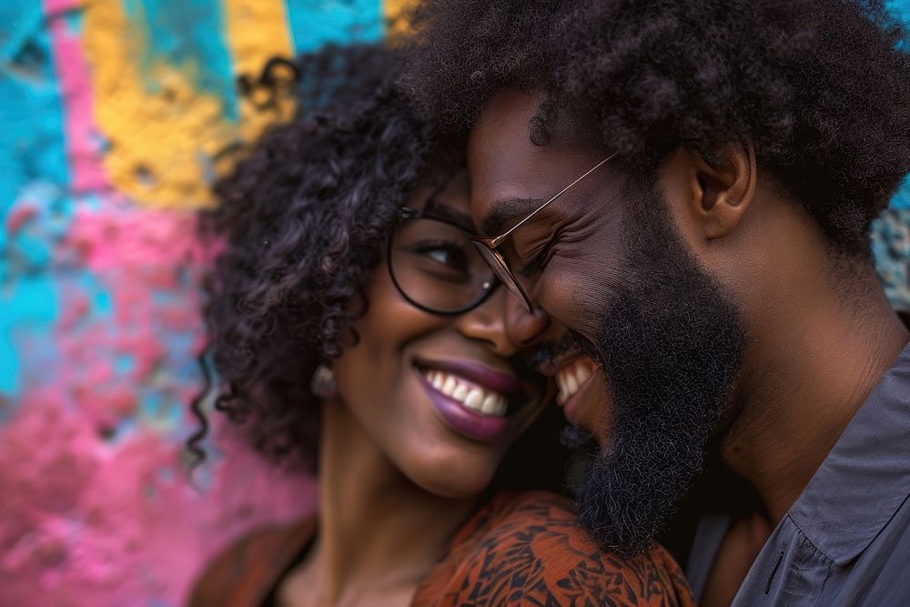 African american couple laughing glasses adult. AI generated Image by rawpixel.